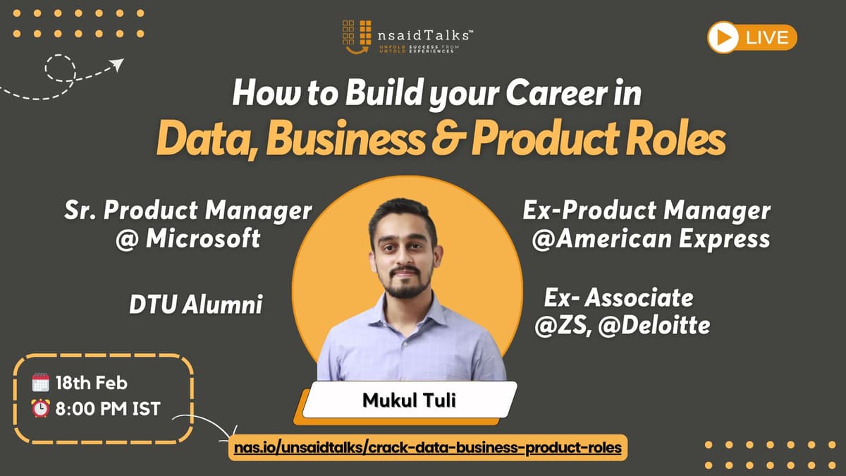 How to Build your Career in Data, Business & Product Roles